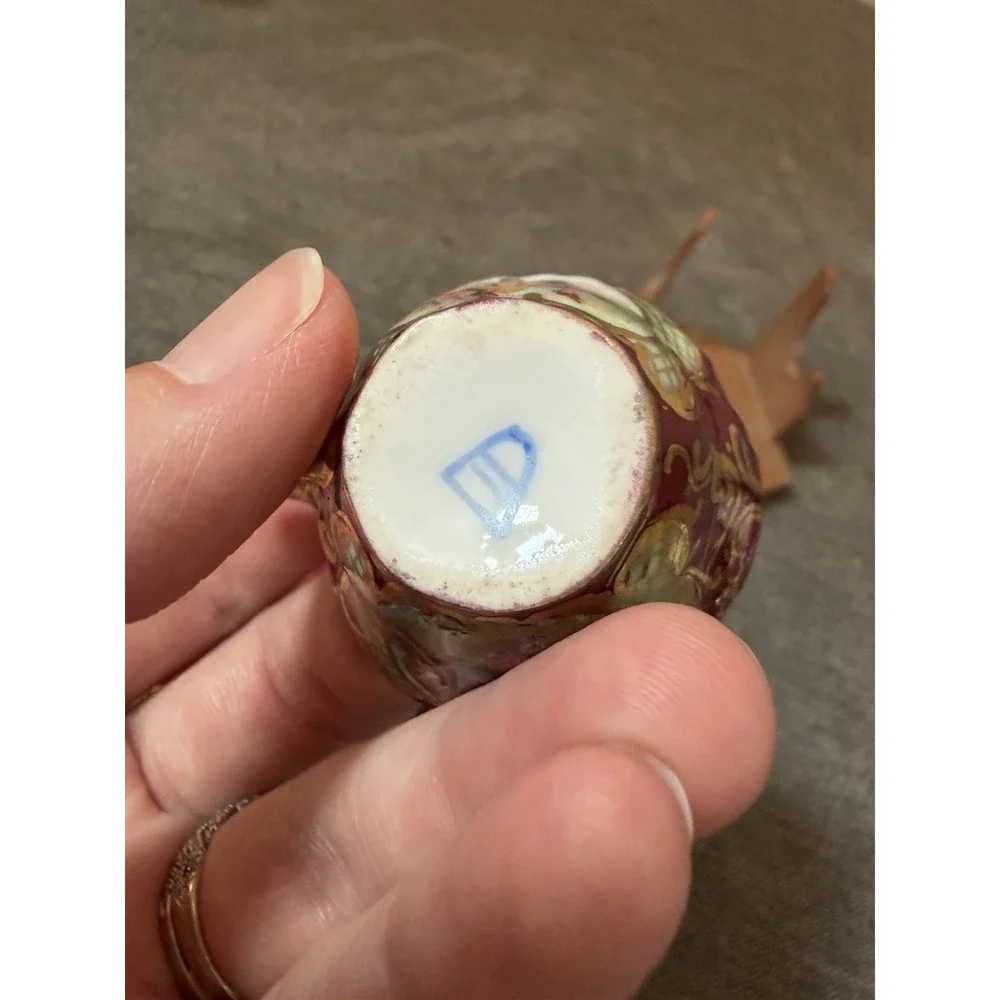 Antique Royal Vienna Porcelain Demitasse Cup Saucer Hand Painted Bindenschild